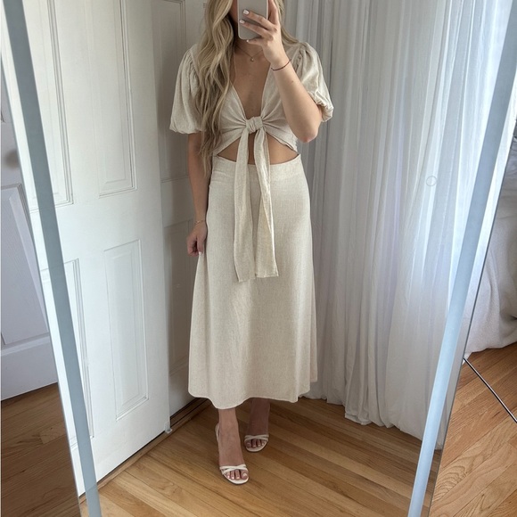 Lorrie Linen Midi Skirt + Top SET - Picture 1 of 8